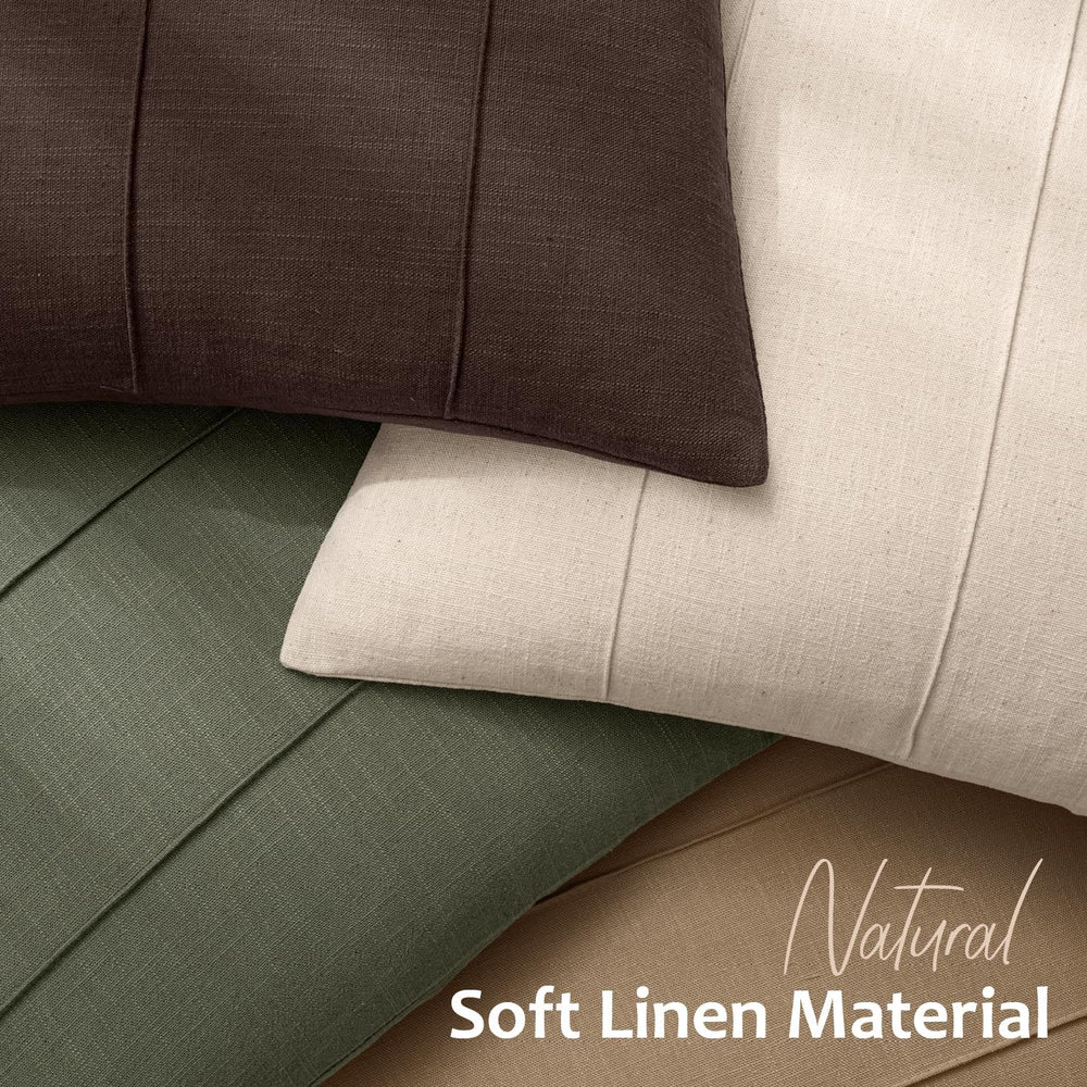 MIULEE Euro Decorative Linen Throw Pillow Covers 26x26 Beige Striped