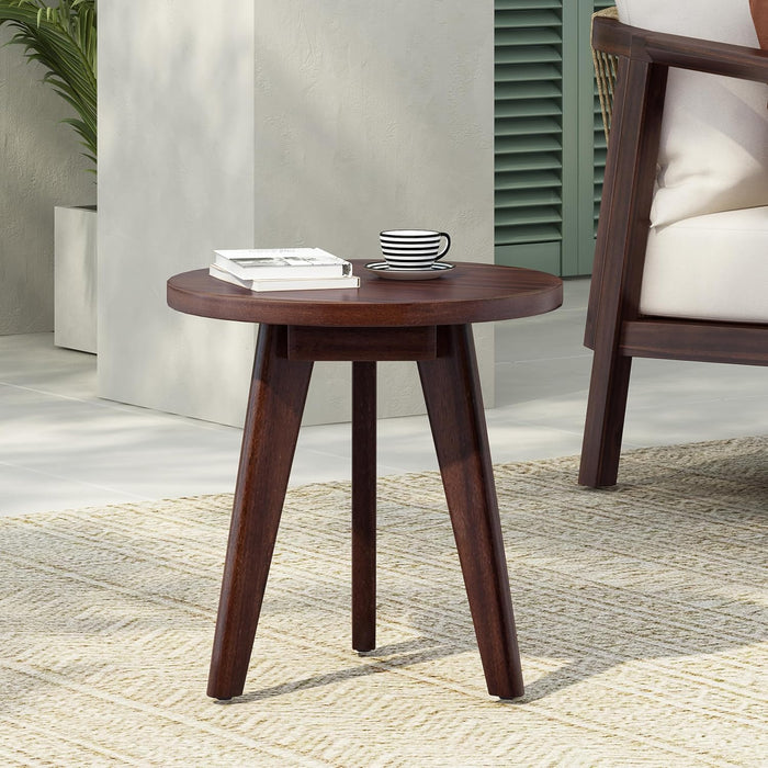 Christopher Knight Home Sante Round Outdoor Side Table, Acacia Wood Small Outdoor Table, Side Desk for Backyard Balcony Garden, Weather Resistant Patio End Table, Decorative Accent Table, Dark Brown