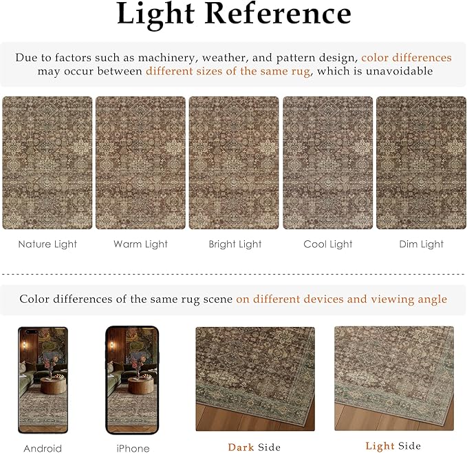 6x9 Washable Area Rug for Living Room Bedroom Vintage Rust Red Carpet Soft Low - Image 6
