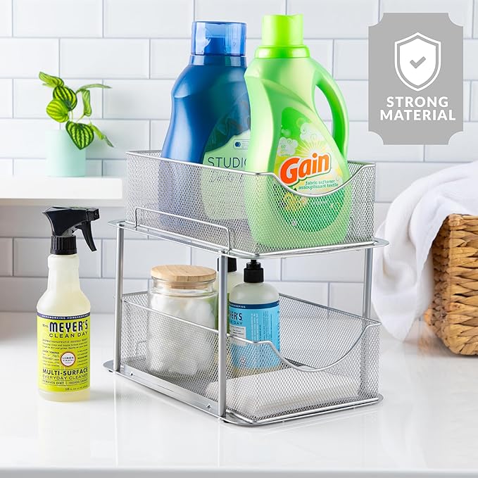 Sorbus 2 Tier Metal Under Sink Organizer - Image 6