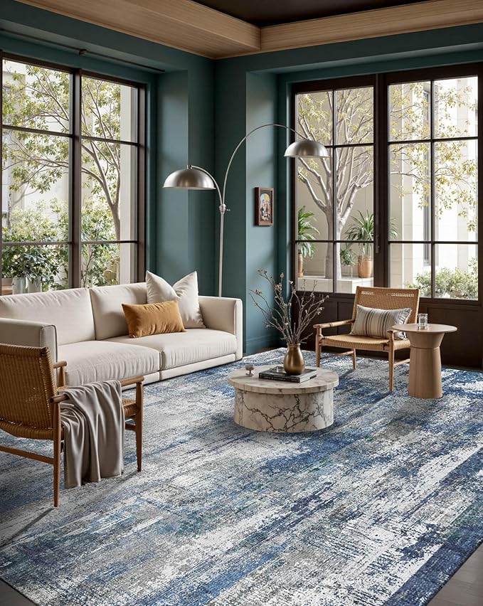 Latte&Fog 6x9 Area Rugs for Living Room Bedroom, Boho Non Slip Low Pile Carpet by LatteFog