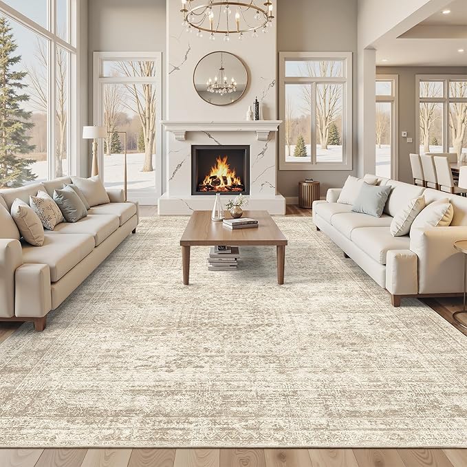 Soalmost 10x14 Area Rugs for Living Room, Non Slip Machine Washable Vintage Rugs by Soalmost