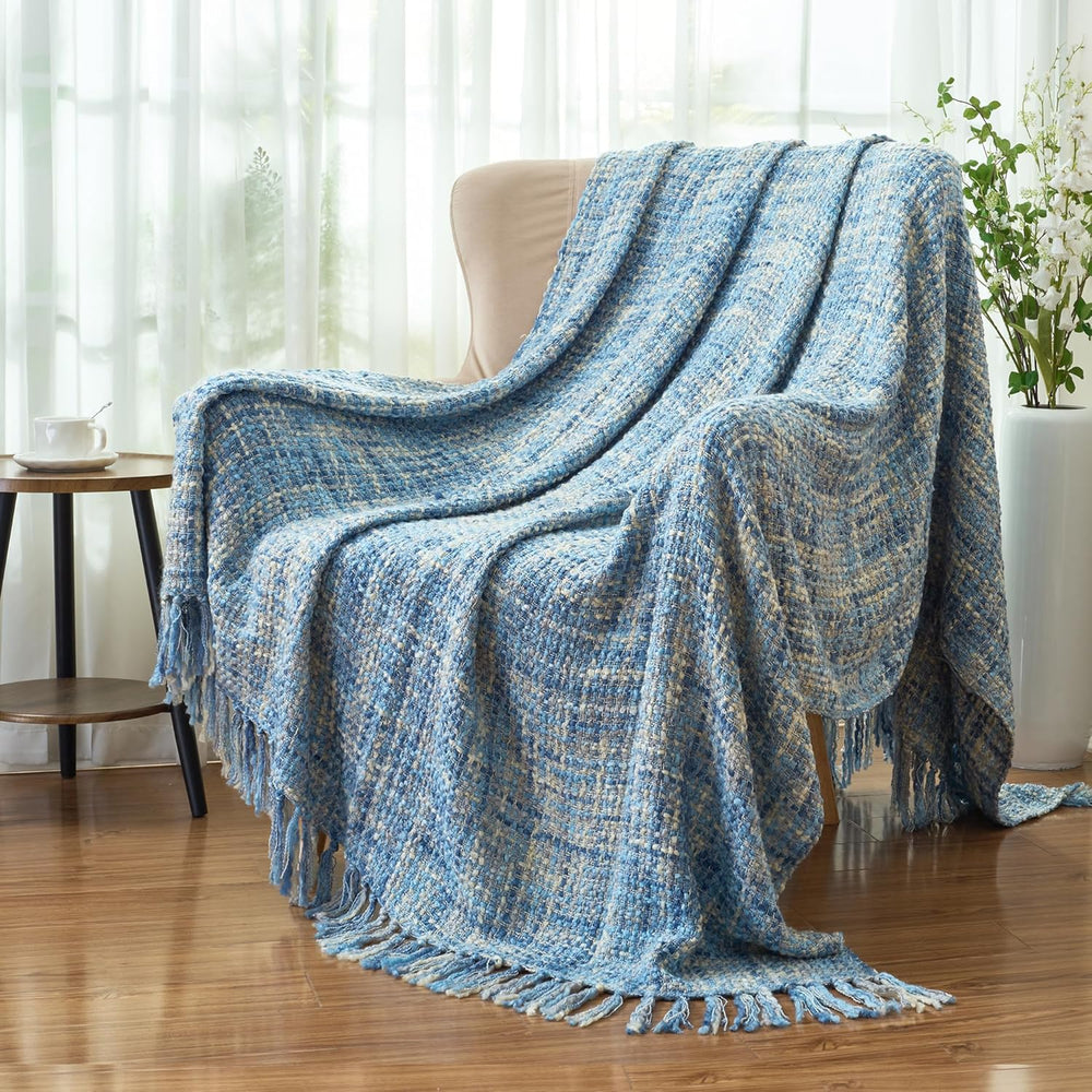 Multi-Color Cable Woven Throw Blanket for Couch - 50"X60"
