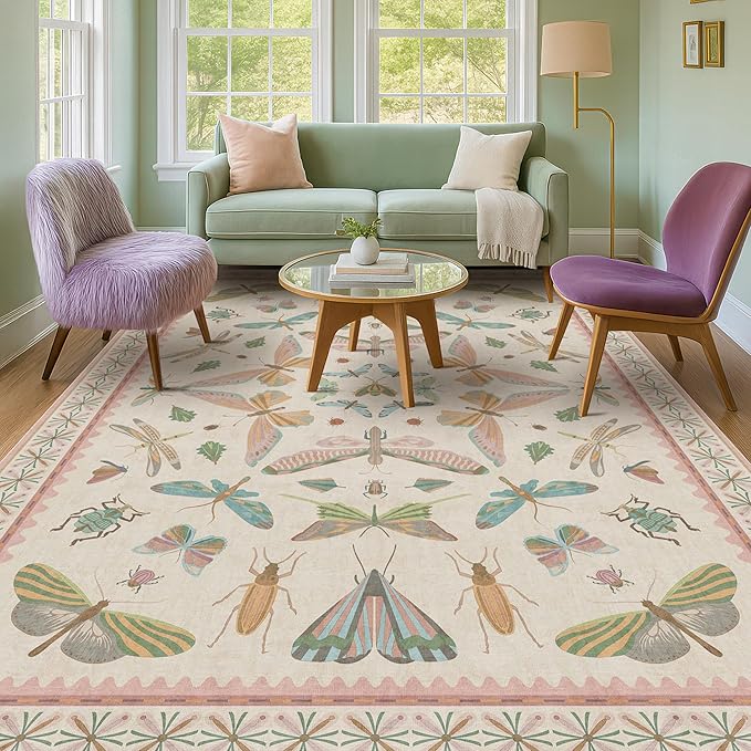 Hazo Haus Washable 5x8 Light Pink Rug - Image 9