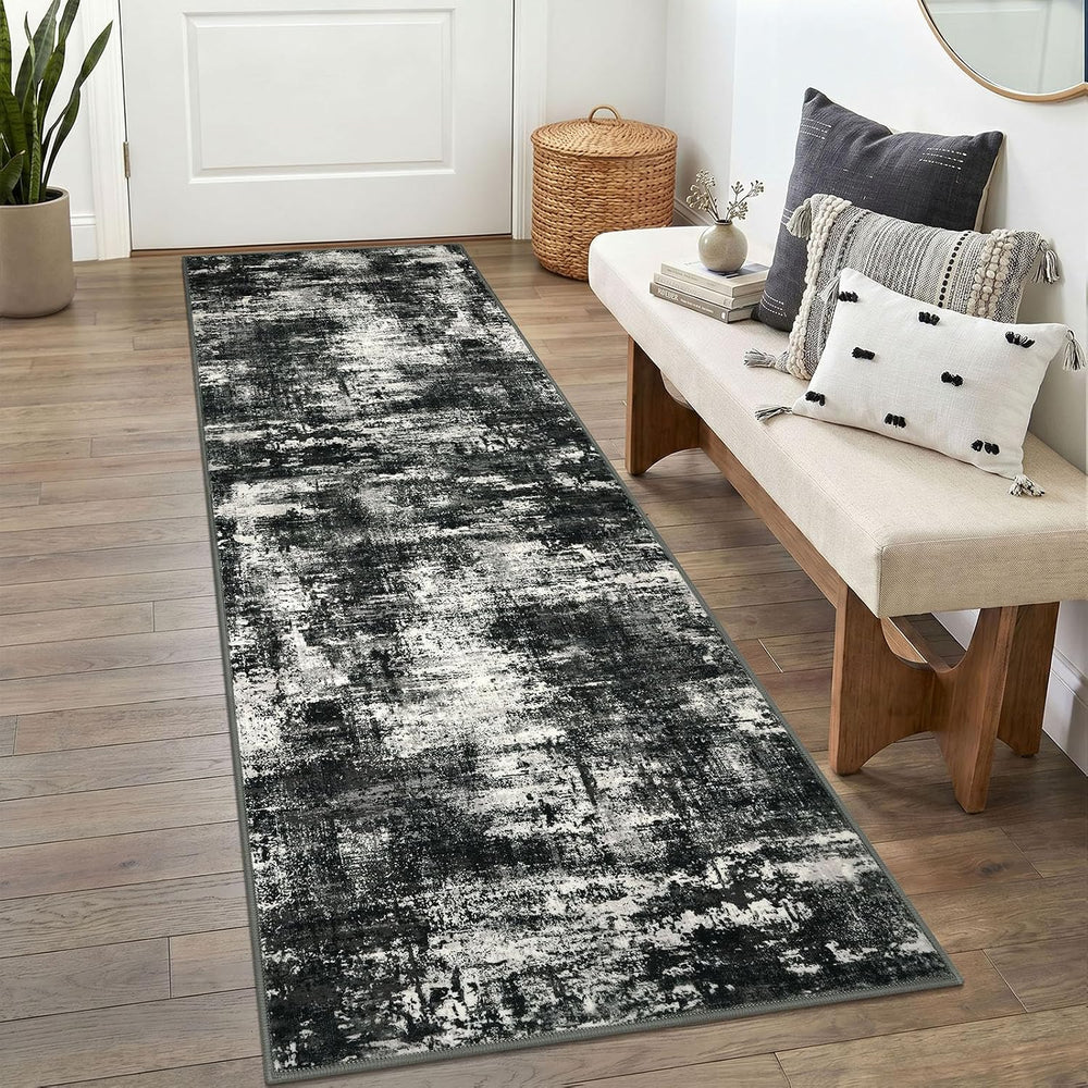 Lansny Abstract Washable 2x6 Hallway Runner Rug Non Slip Kitchen Runner | Cha...