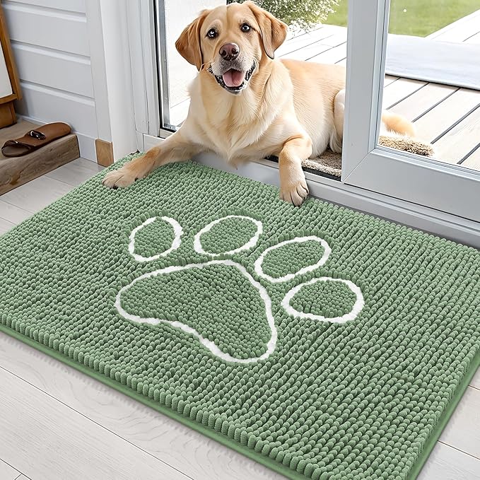 OLANLY Dog Door Mat for Muddy Paws 36x24, Paw Print Design, Absorbs Moisture by OLANLY