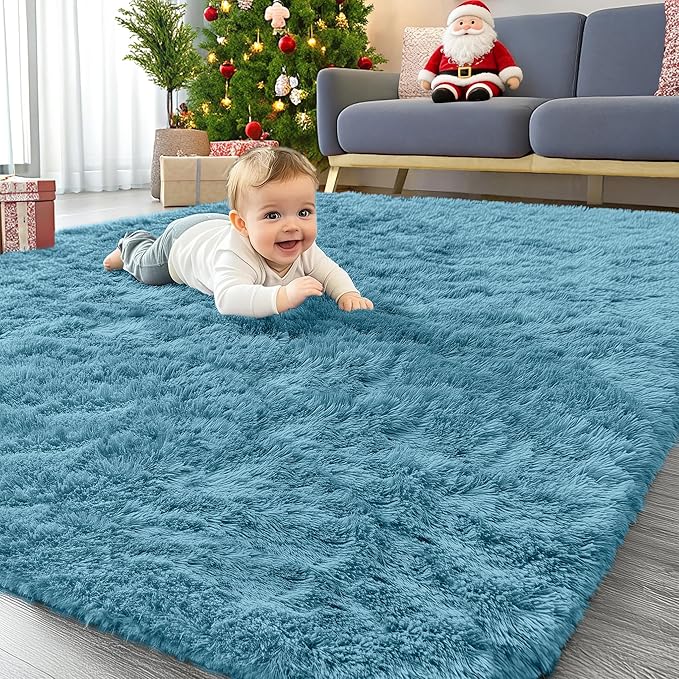 OLANLY Area Rugs for Living Room Bedroom, Machine Washable 4x5.9 ft Soft Fluffy by OLANLY
