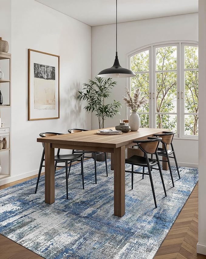 Latte&Fog 5x7 Area Rugs for Living Room Bedroom, Boho Non Slip Low Pile Carpet - Image 4