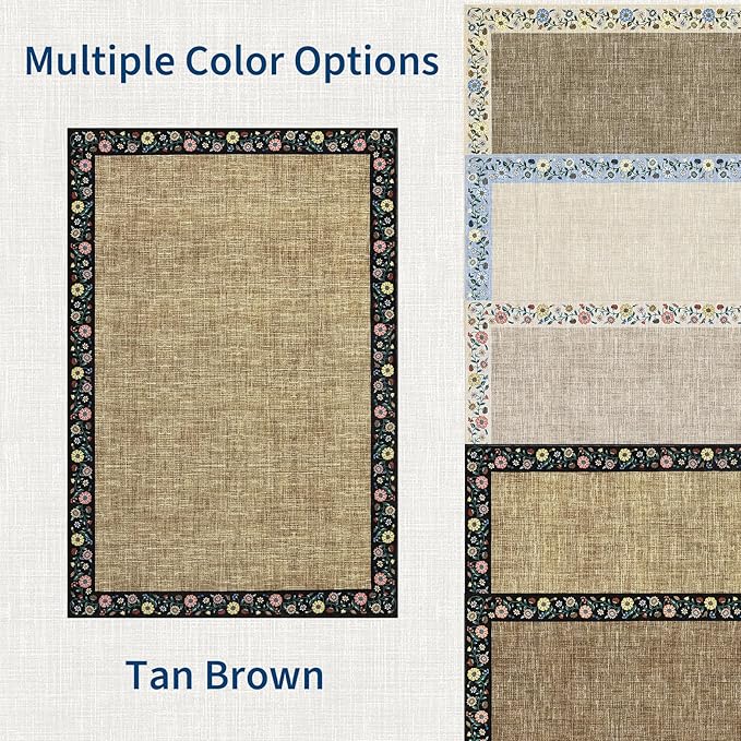 GarveeHome Washable Living Room Rug 9x12 Floral Bordered Area Rugs Soft Thin - Image 8