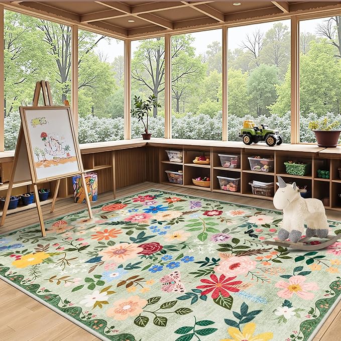 6x9 Area Rugs for Living Room: Floral Washable Rug Vintage Large Soft Boho - Image 5