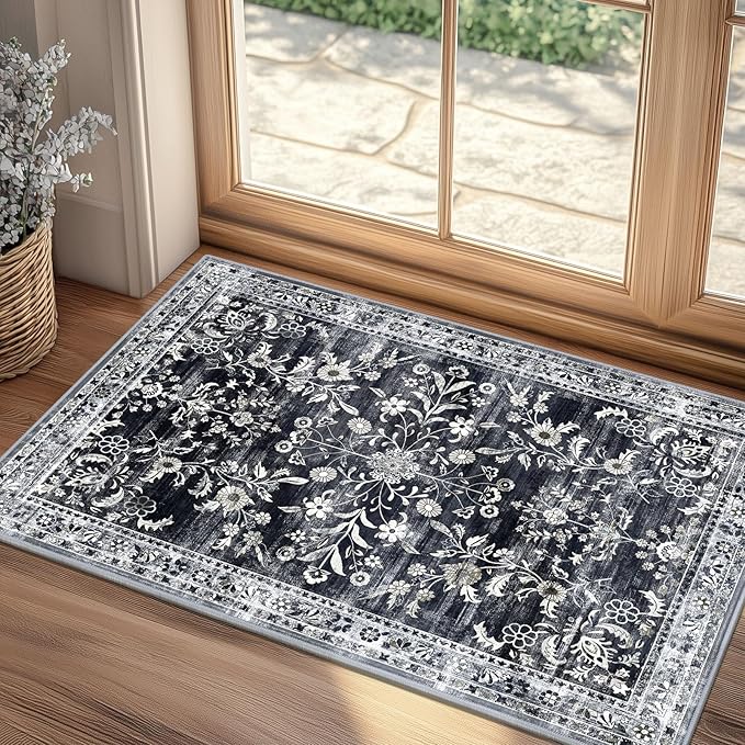 Yamaziot Washable Runner Rug 2x3 – Non Slip Small Entryway Rug Boho Floral Rug by Yamaziot