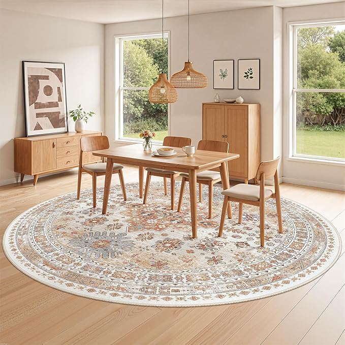zesthome 8ft Round Rugs for Living Room, Non-Slip Washable Round Area Rugs - Image 3