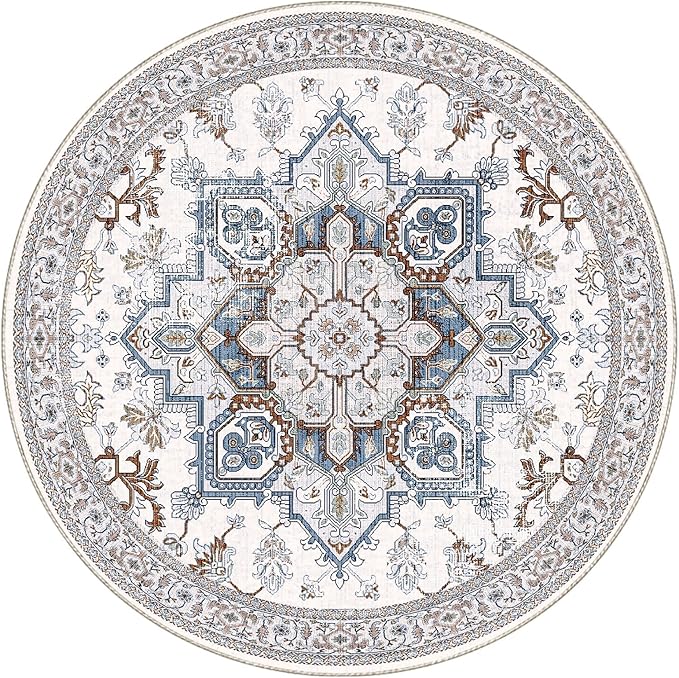 OPPODREAM Soft Round Rug 3ft, Neutral Washable Circle Rug 3ft - Image 8