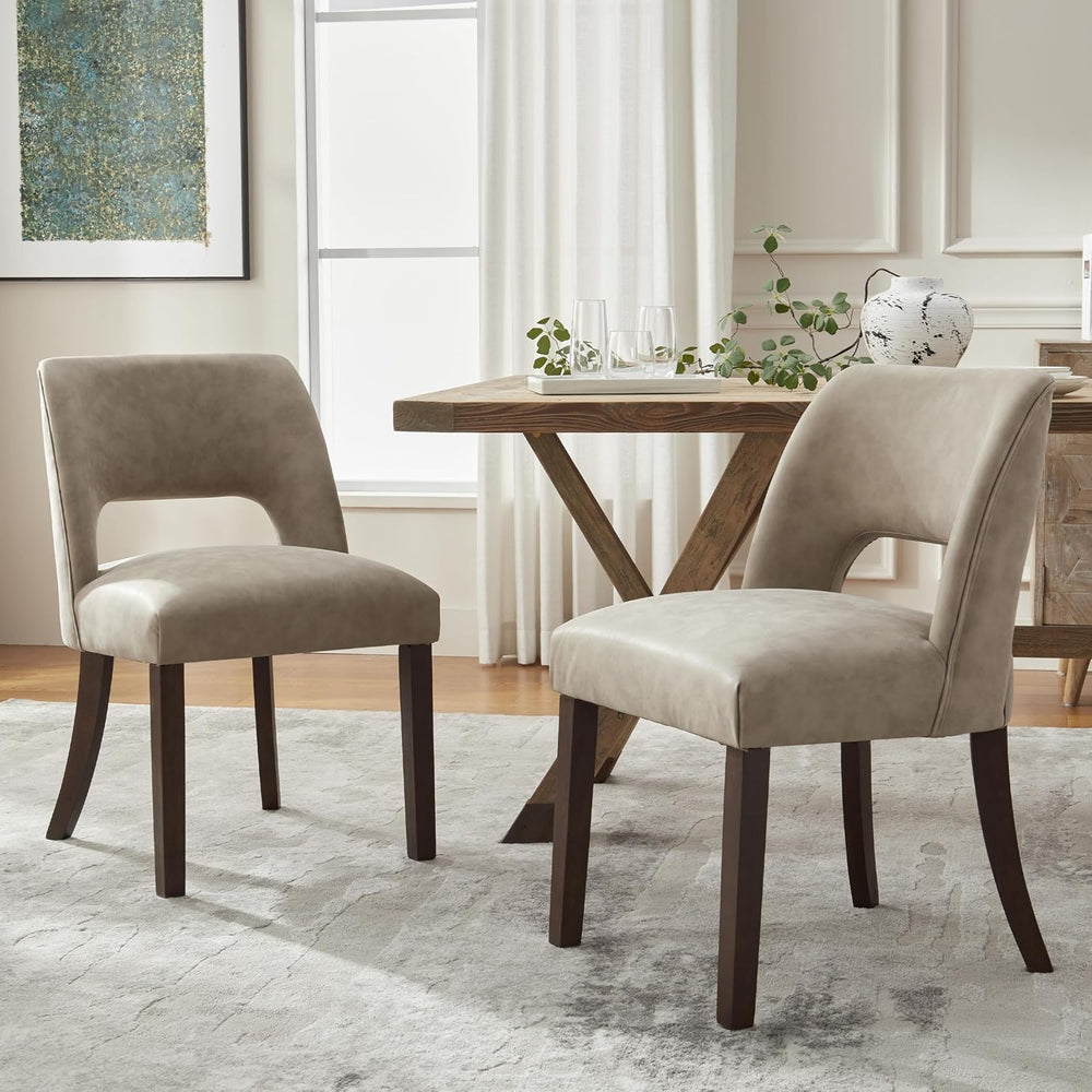 VKNOW Modern Dining Chairs Set of 2, Faux Leather Upholstered Dining Room Cha...