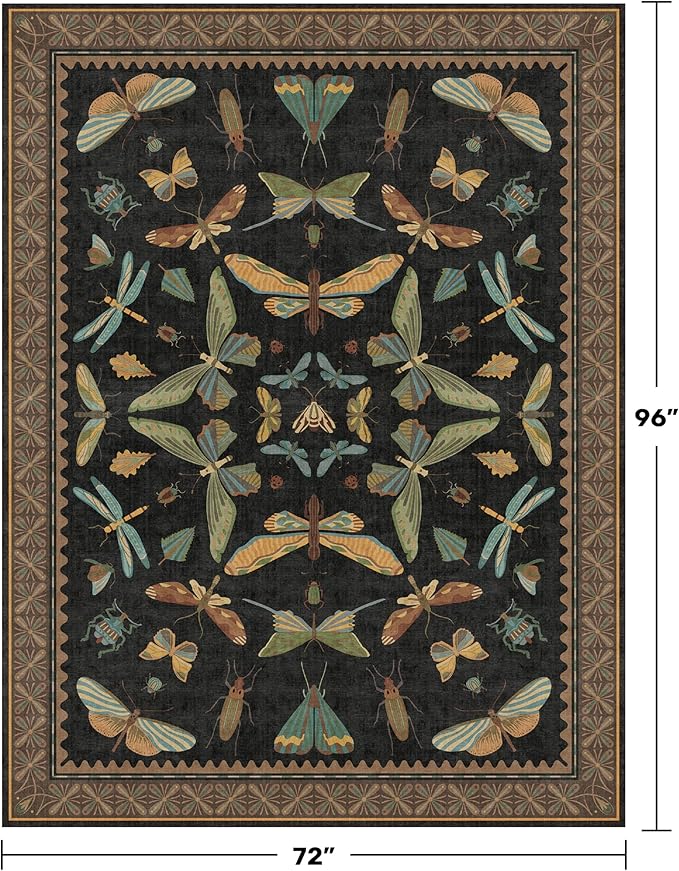Dark 6x8 Insect Area Rug for Living Room - Image 2
