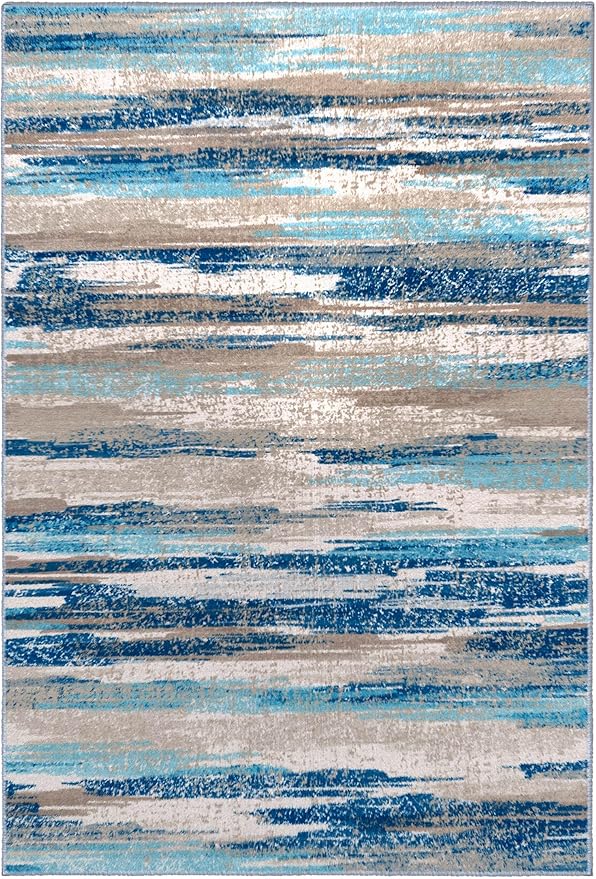 Lansny Modern Abstract 5x7 Machine Washable Area Rug Non-Slip Soft Bedroom - Image 9