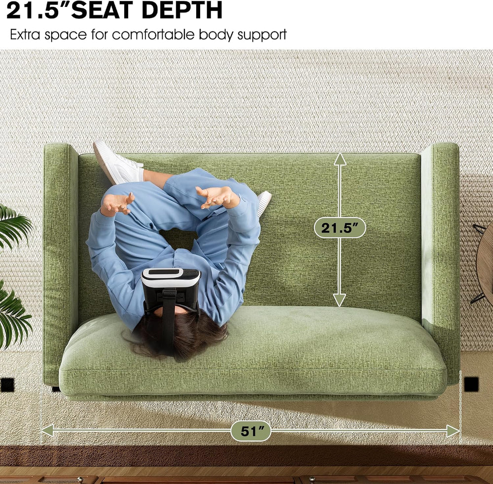 51" Loveseat Sleeper Sofa Bed, Chenille Convertible Floor Sofa Bed for S...