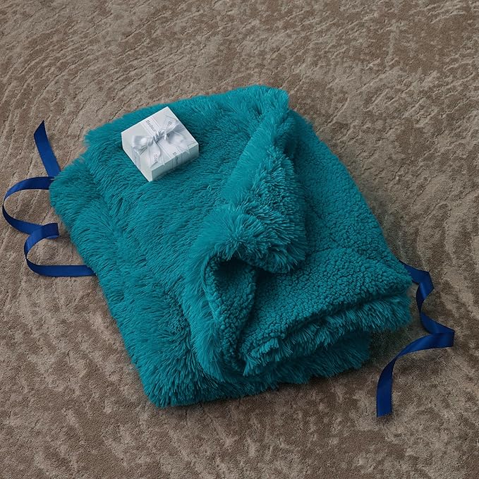 Bedsure GentleSoft Fluffy Turquoise Teal Throw Blanket, Teal Decor Cozy Gifts - Image 7