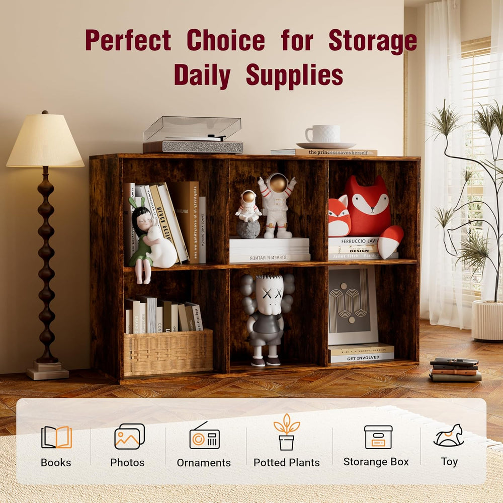 Book Shelf, Wooden Cube Storage Organizer with 11" Open Cubes, Stackable...