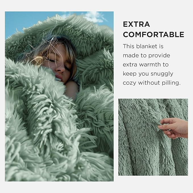 Bedsure GentleSoft Fluffy Sage Green Throw Blanket, Sage Green Decor - Image 4