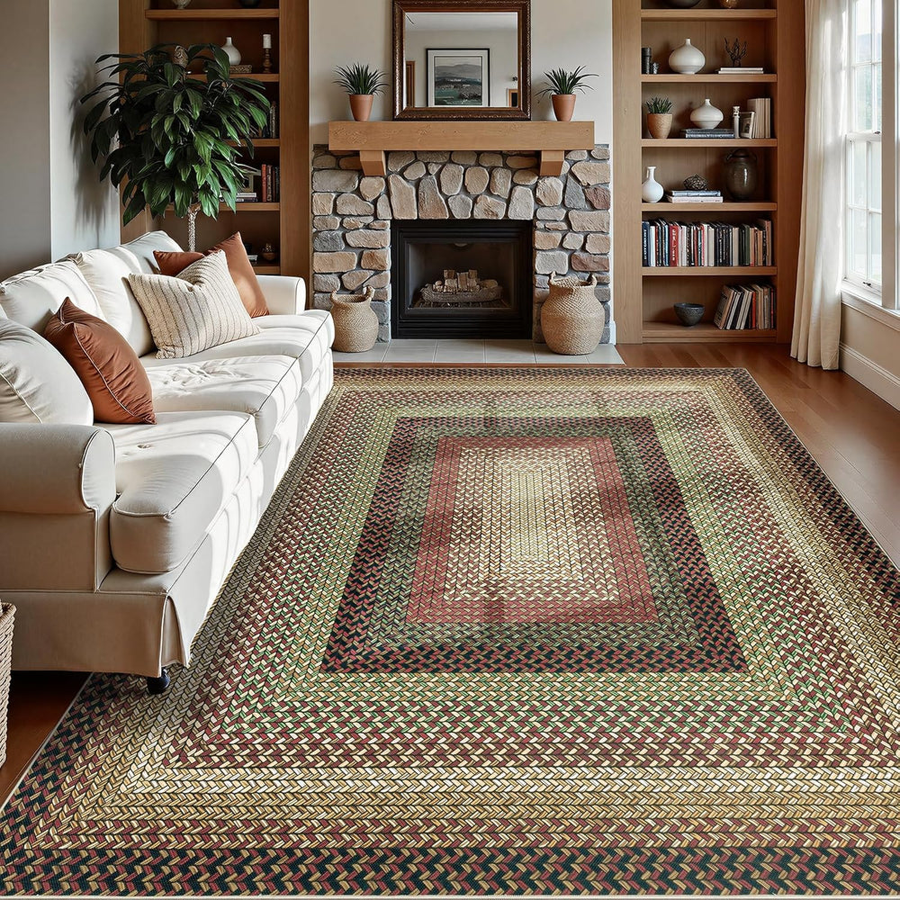 Ileading Faux Braided Large Area Rug 8'x10' Washable Farmhouse, No-Sh...