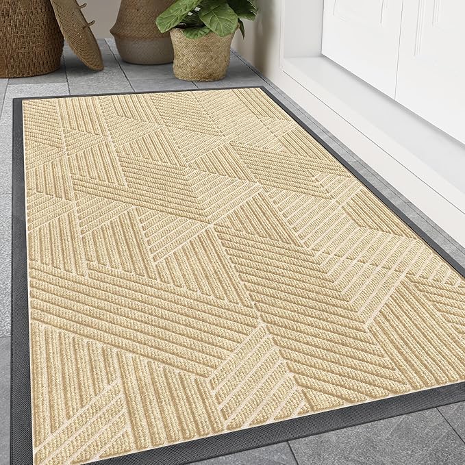 Smiry Front Door Mat Outside Entrance, Heavy Duty Sturdy Natural Rubber Doormat by Smiry