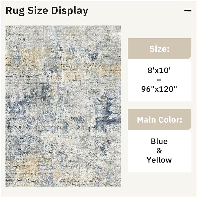 Abstract Rug 8x10 Large Living Room Rugs Neutral Modern Washable Area Rugs - Image 5