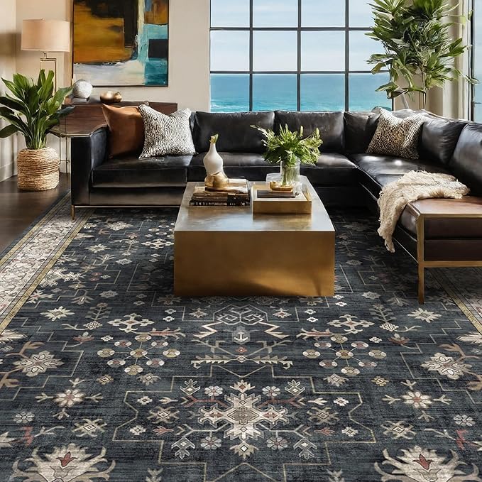 Boho Black Rug for Living Room - Image 6