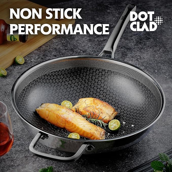 DOTCLAD 3-Piece Hybrid Stainless Steel Cookware Set-12 Inch Wok - Image 6