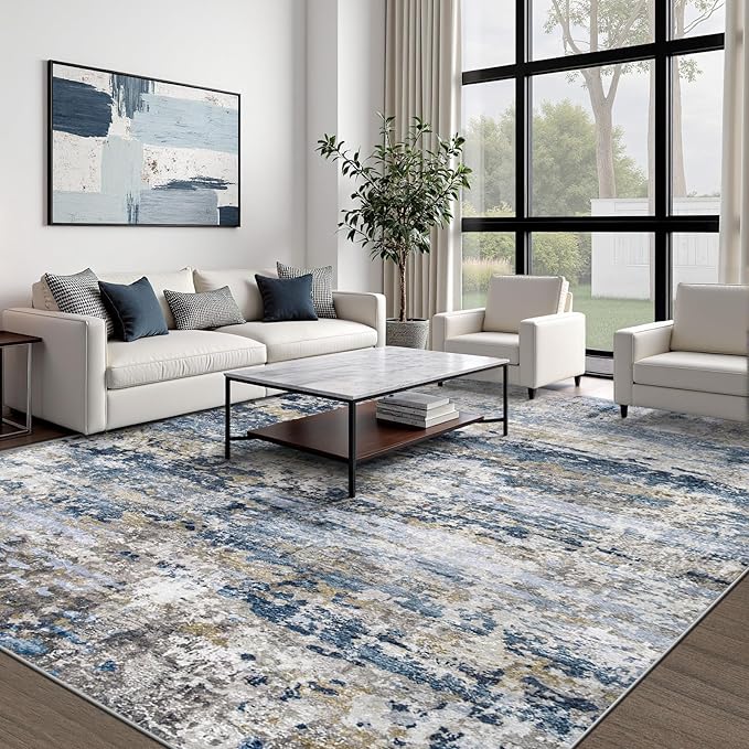 pmtsns Area Rugs 8x10 for Living Room: Washable Rug Modern Abstract Neutral - Image 2