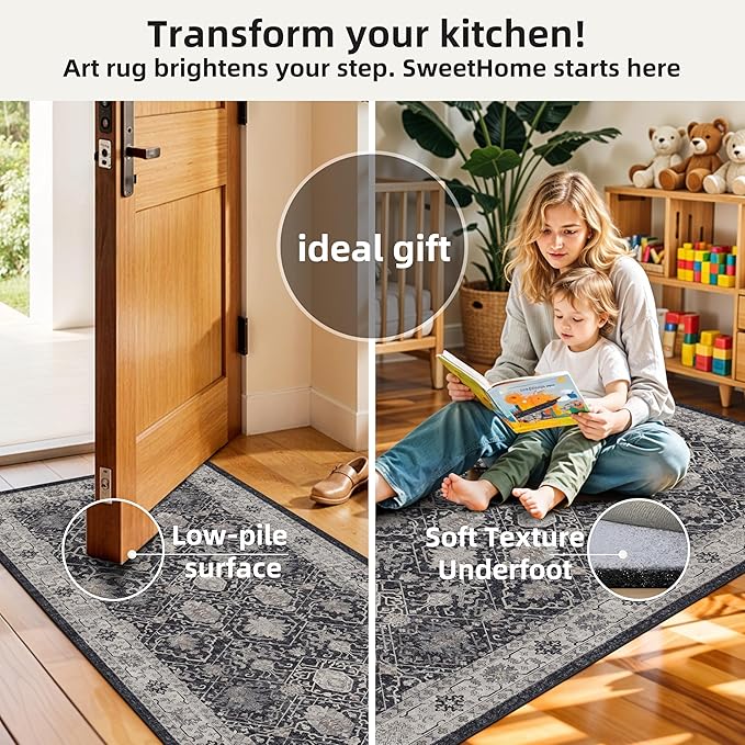 Washable 4-Piece Kitchen Floor Mats: Farmhouse Non-Slip Kitchen Sink Rug Easy - Image 6