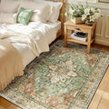 RELEANY Area Rugs 3'x5' Washable Non-Slip, Floral Vintage Distress Print by RELEANY