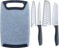 Glad Knife Set with Cutting Board, 5 Pieces | Sharp Santoku and Utility Knives by GladTrashFoodStorage