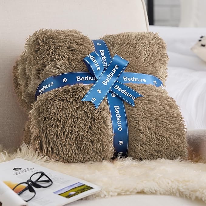 Bedsure GentleSoft Fluffy Light Chocolate Brown Throw Blanket, Soft Fuzzy - Image 5
