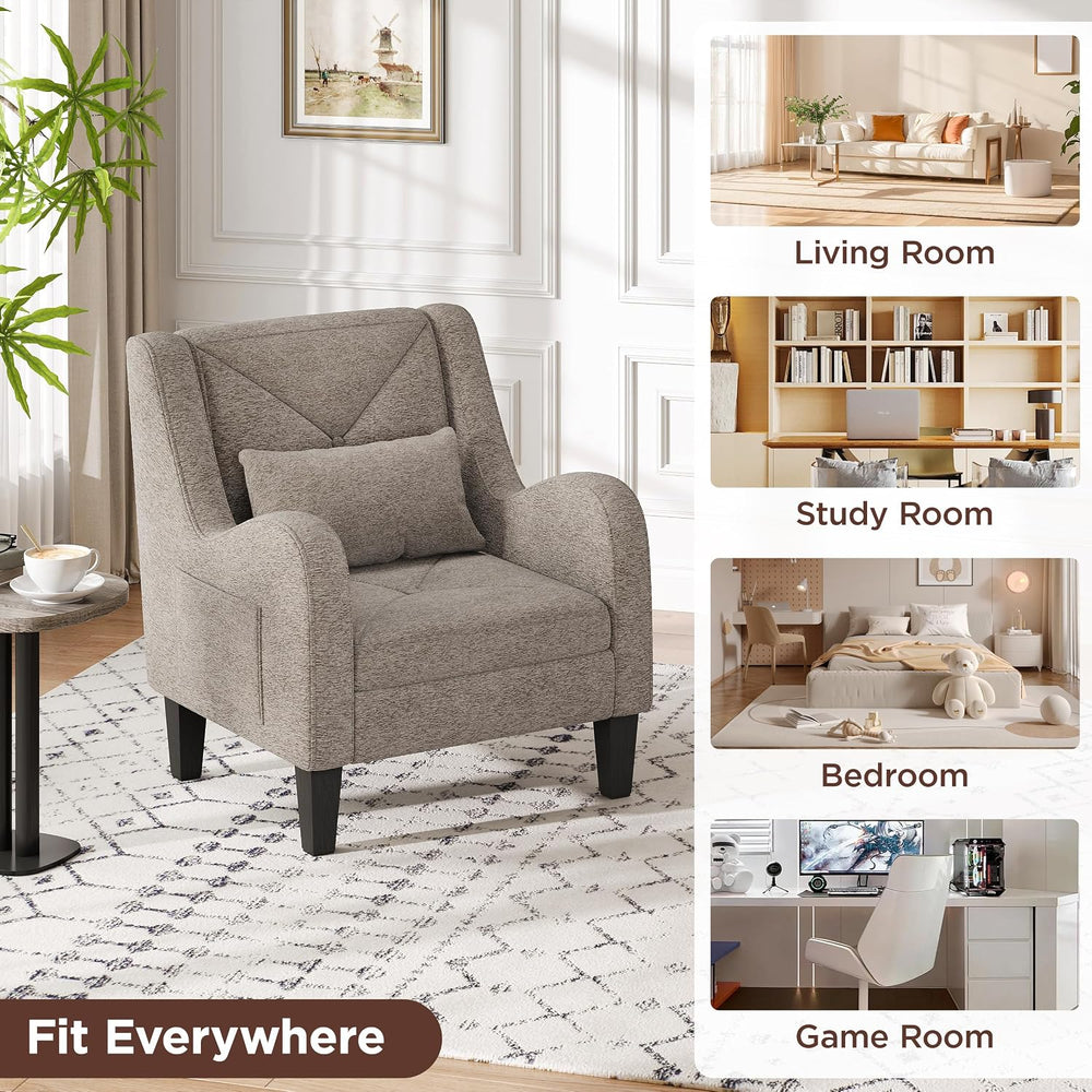 Maupvit Chenille Accent Chair for Living Room Bedroom Chair Comfy Reading Cha...