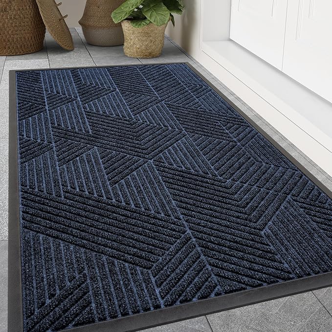 Smiry Front Door Mat Outside Entrance, Heavy Duty Sturdy Natural Rubber Doormat by Smiry