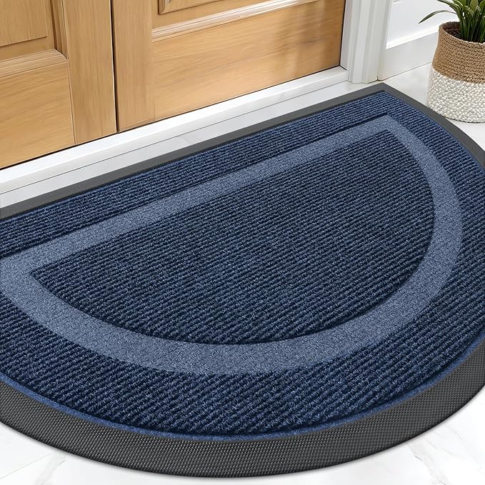 OLANLY Half Circle Door Mat Indoor Outdoor Entrance Welcome, Waterproof by OLANLY