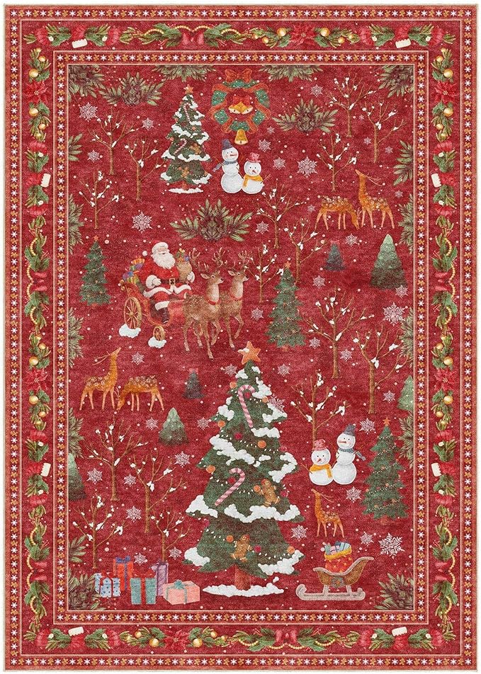 UERMEI Christmas Area Rug Living Room Rugs: 5x7 Neutral Modern Washable Festive - Image 6