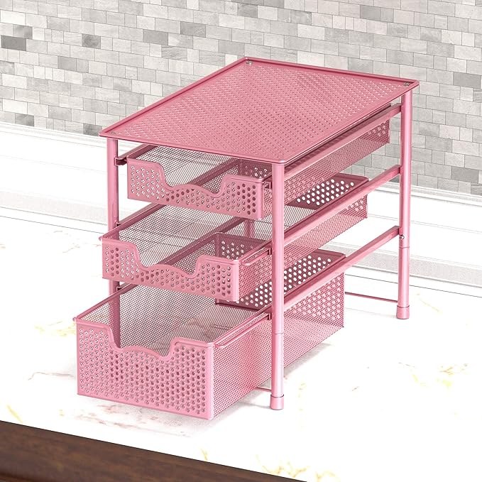 Simple Houseware Stackable 3 Tier Sliding Basket Organizer Drawer