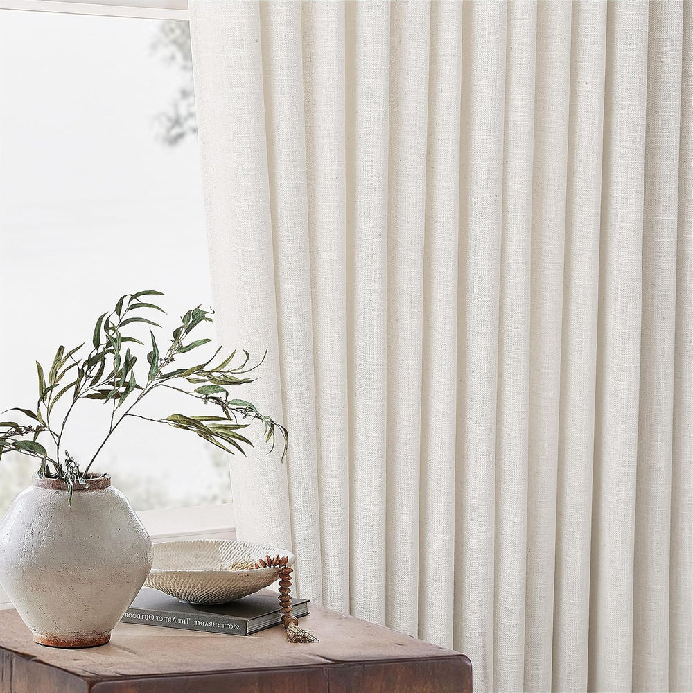 102 Inch Curtains Pinch Pleat Linen Curtains Natural 2 Panels