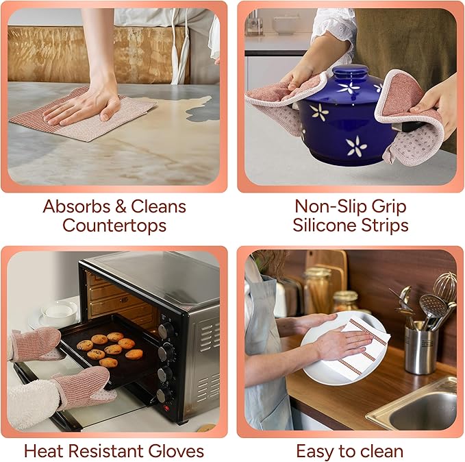 Casa Platino Potholders for Kitchens, 8-Piece – 500°F Heat Resistant Oven Mitts - Image 6