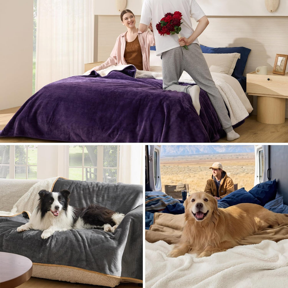 Bedsure Waterproof Blanket for Bed Soft Sherpa Fleece Throw,King 108"x86...
