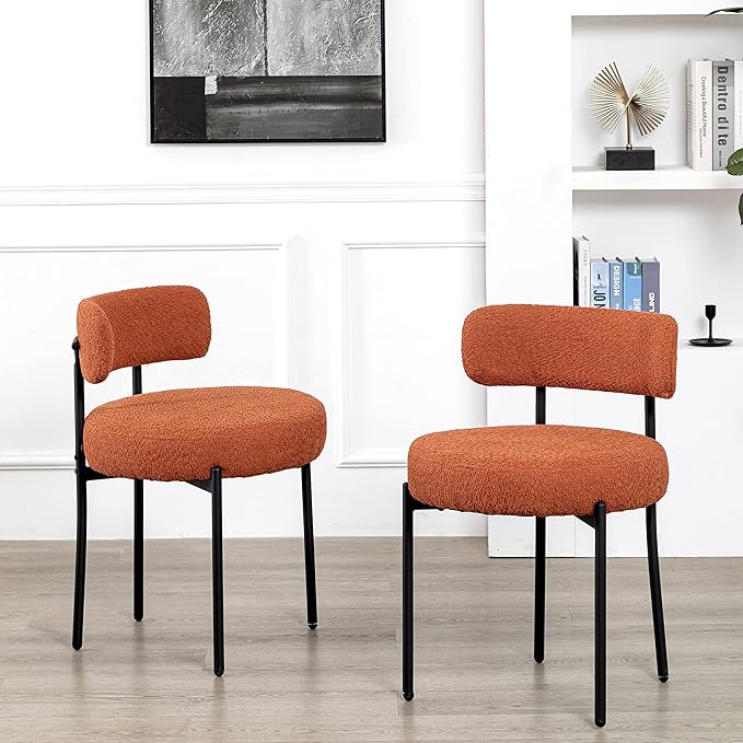 DYHOME Mid-Century Modern Dining Chairs Set of 6, Boucle Dining Chairs Uphols...