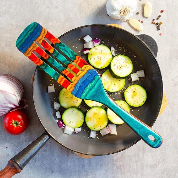 Baltique Montego Bay Collection 13" Wooden Spurtle Spatula – Colorful Birch - Image 5
