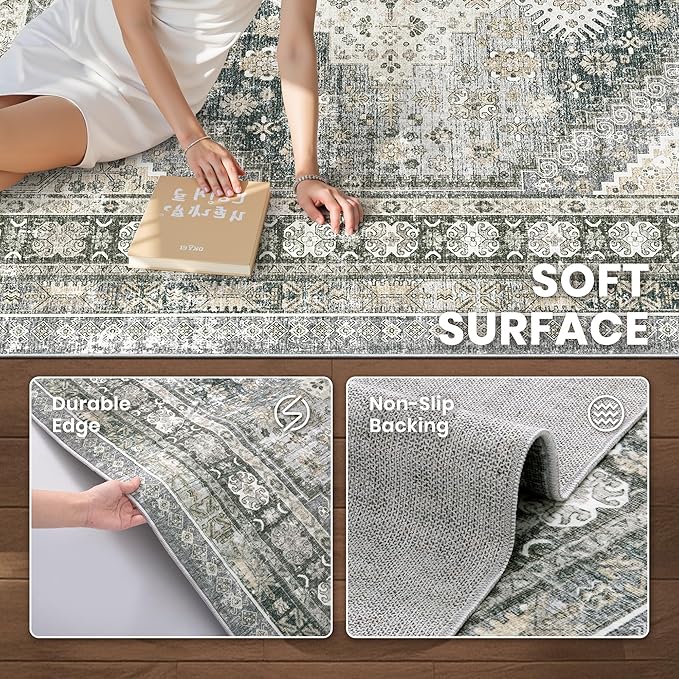 zesthome 8x10 Area Rugs for Living Room, Non-Slip Backing Washable Rugs - Image 6