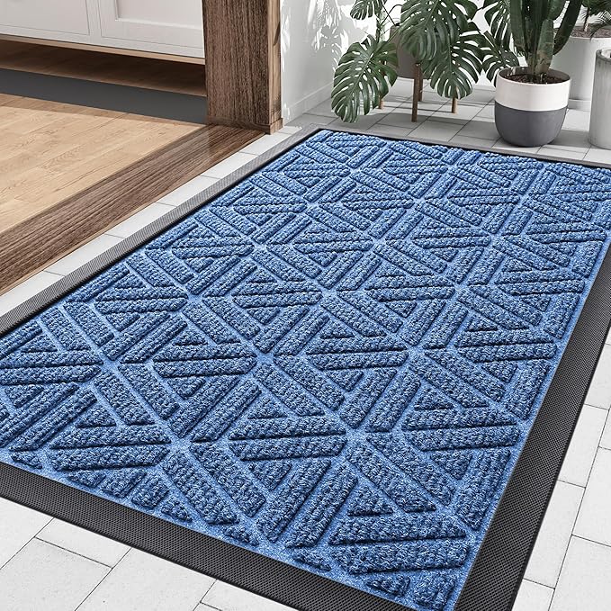 Smiry Front Door Mat Outside Entrance, Heavy Duty Sturdy Natural Rubber Doormat by Smiry