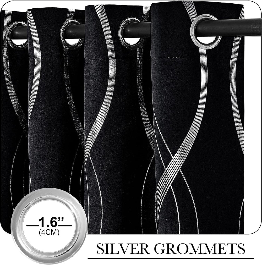 NICETOWN Black Out Grommet Pattern Curtain Panels 84 inches Long