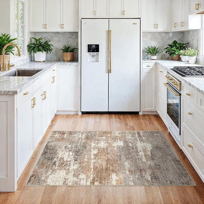 3x4 Washable Entryway Area Rug: Modern Abstract Small Runner Rug - Image 2