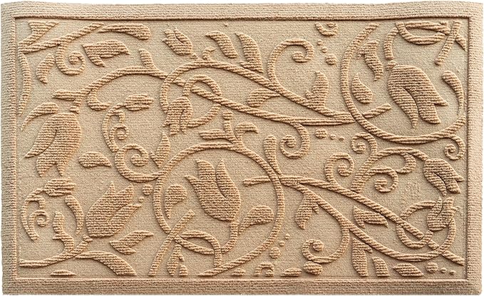 Boho Beige Floral Leaves Outdoor Indoor Entrance Doormats, Absorbent Durable - Image 9