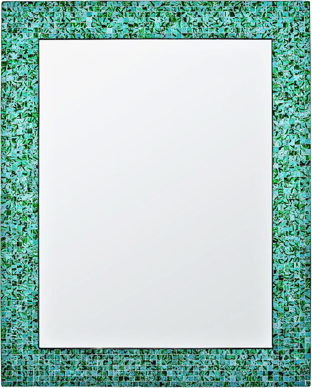 30" x 24" Handmade Mosaic Glass Wall Mirror, Decorative Framed Acce...